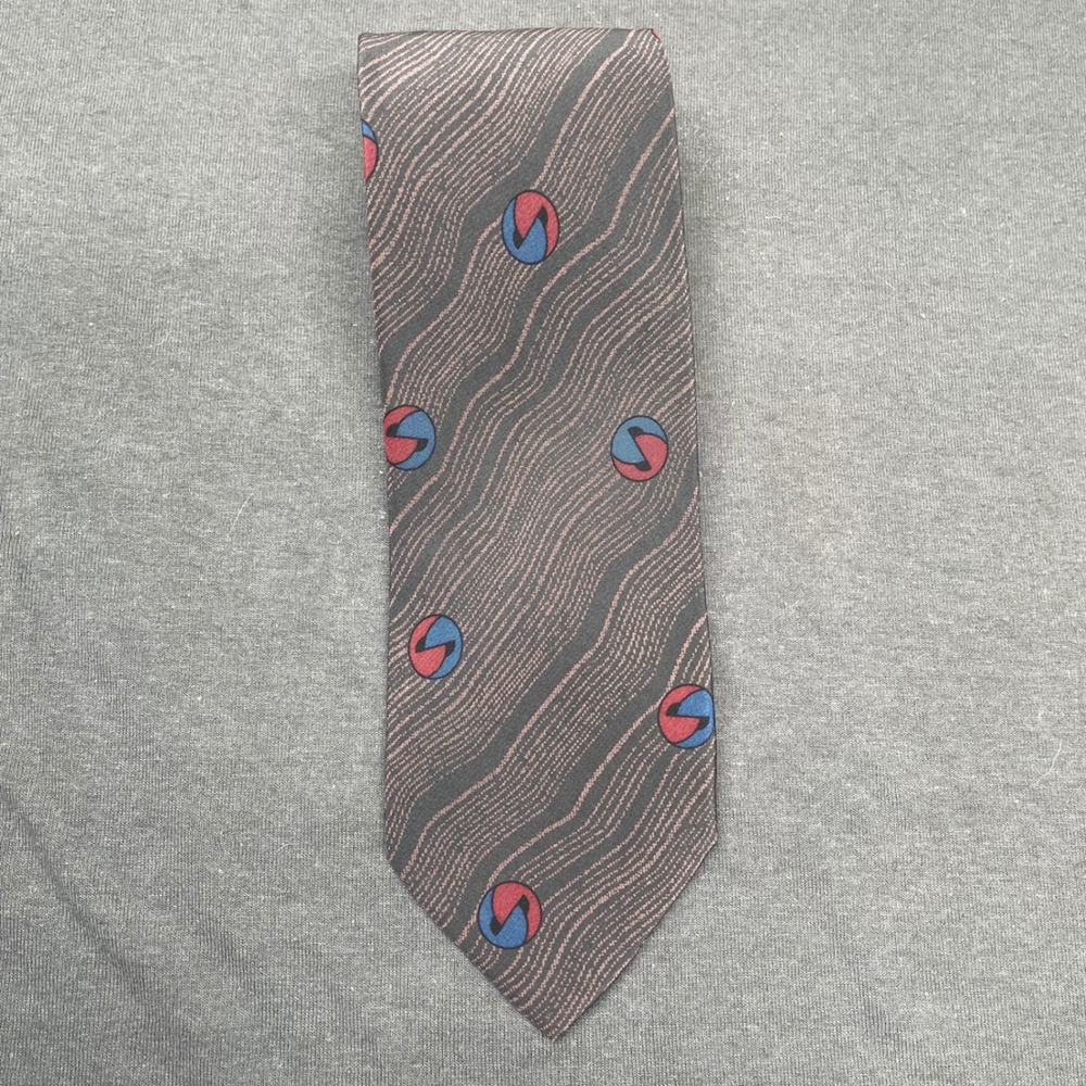 Mani Giorgio Armani Men Tie Pure Silk Brown Abstract Geometric OS 90s Designer